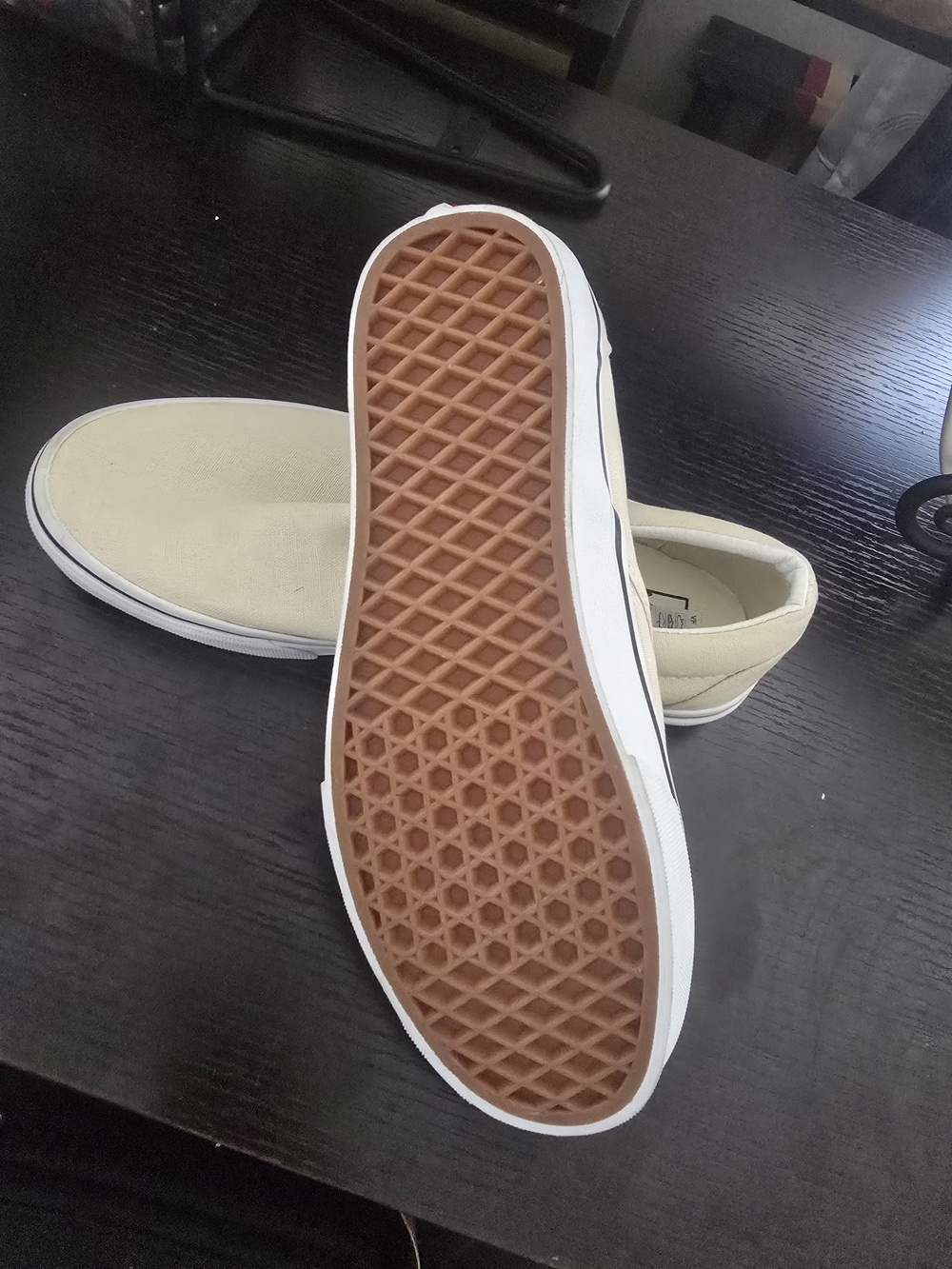 Vans Beige Slip-On Canvas Shoes - Like New (W8/M6.5) - Picture 5 of 8